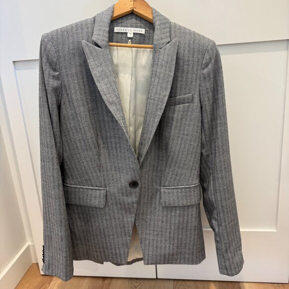 Veronica Beard Herringbone Blazer Gray Size 4 - Picture 6 of 15